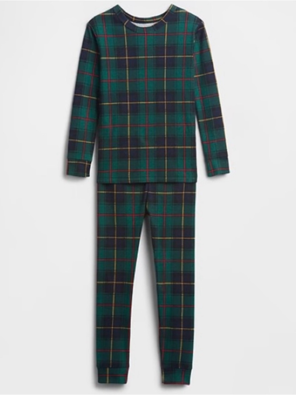 GAP Green Plaid Kids Pajama Set with Navy & Red Accents